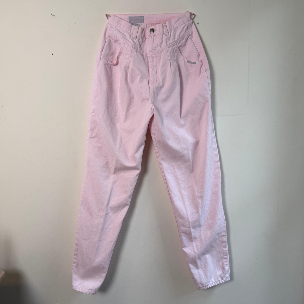 Women's Vintage‎ High Waisted Pleated Tapered Jeans Pink Misty Blues